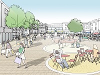 An artist impression from Marks and Spencer's facing across towards the war memorial