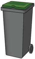 green lidded bin for paper and cardboard