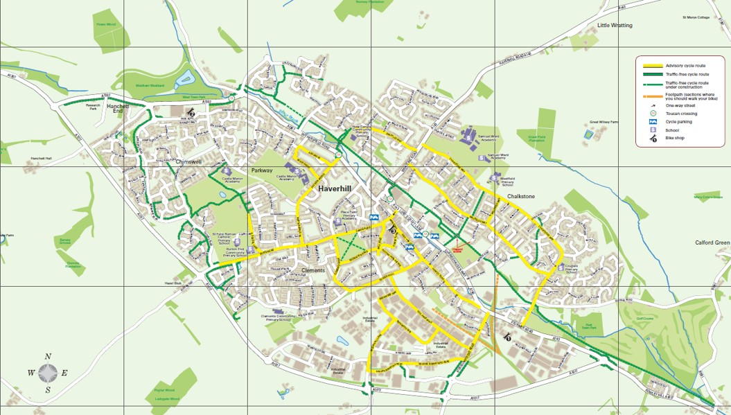 Haverhill cycle routes map