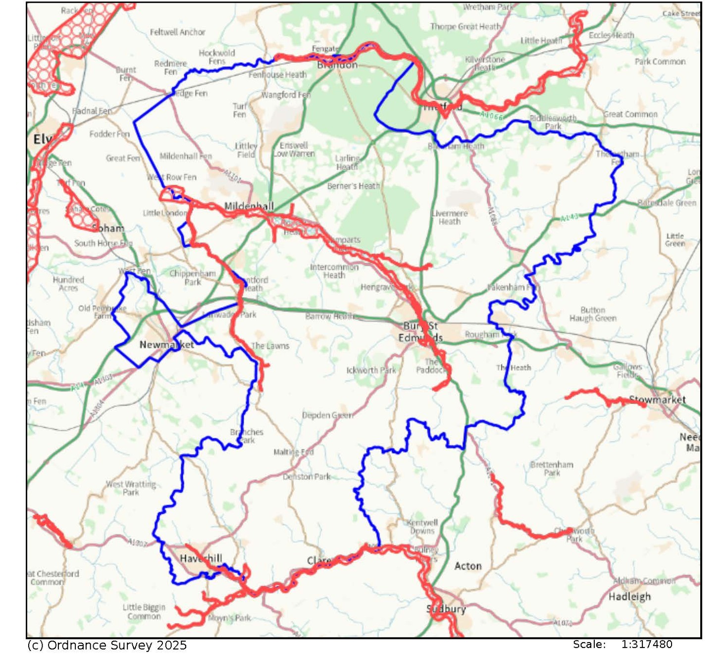 Click to view full size Figure 24: West Suffolk Flood Warning Areas Figure 24: West Suffolk Flood Warning Areas