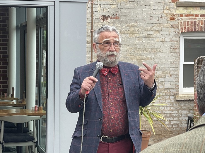 John Brandler of Brandler Galleries worked with West Suffolk Council on the Moments exhibition and is supporting Mutiny in Colour. He spoke at the opening of the preview event