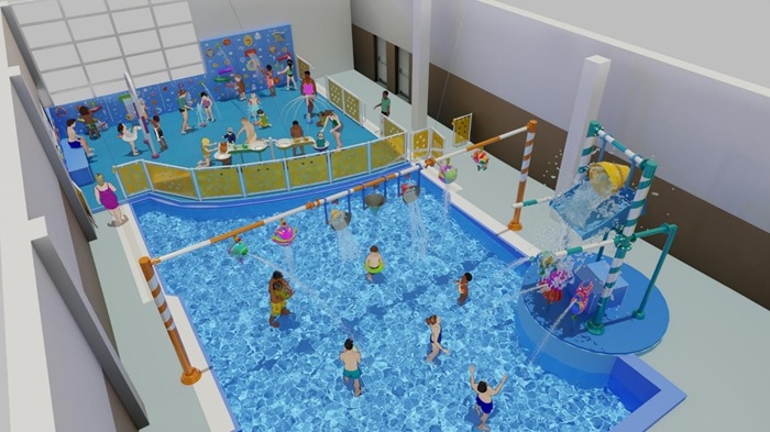 Indicative drawing of Bury Leisure Centre refurb splash pad