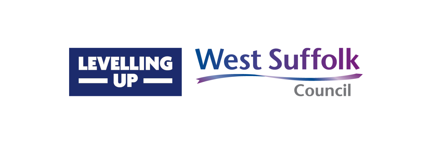 UK Shared Prosperity Fund - levelling up logo and West Suffolk Council logo