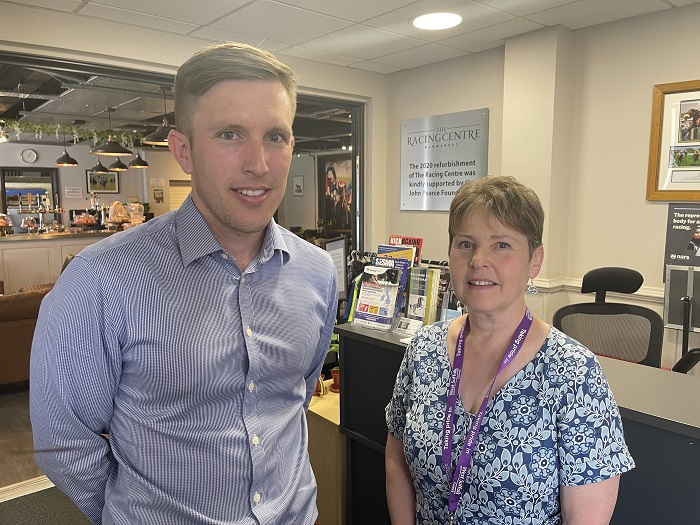 The Racing Centre in Newmarket with John Gilbert from The Racing Centre and Cllr Donna Higgins, Cabinet Member for Families and Communities at West Suffolk Council