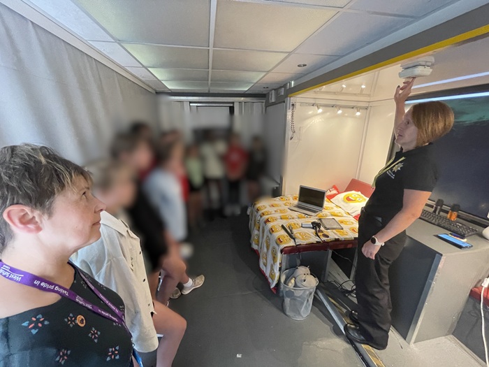 Megan Bray from Suffolk Fire and Rescue service teaches student about how they can help prevent a fire in their home – and what to do if a fire does break out.