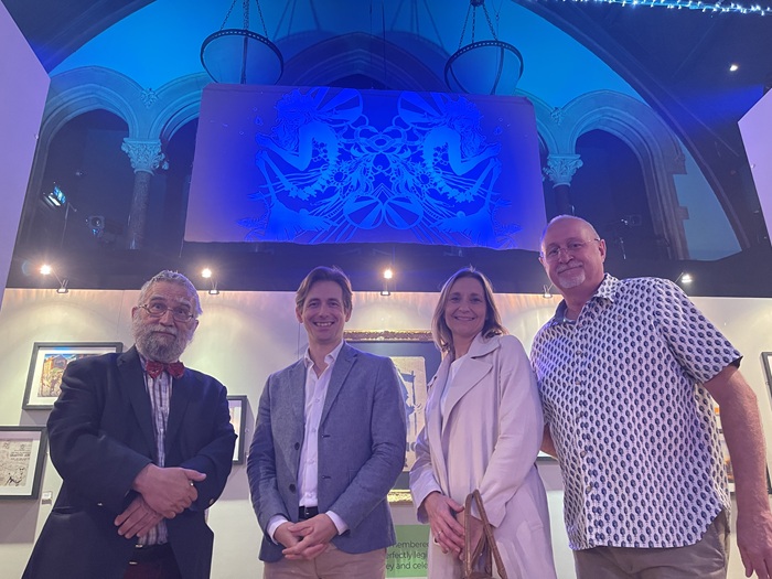 John Brandler, Dan Schumann, Tracey Harding and Cllr Ian Shipp at the launch of Mutiny in Colour at Haverhill Arts Centre which was supported with UKSPF