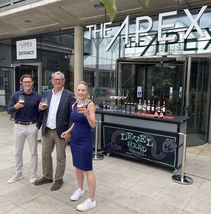 New mobile bar at The Apex: James Hulston, Regional Sales Manager for Greene King, Cllr Cliff Waterman, Leader of West Suffolk Council, and Kirsty Pollard, Centre Manager at The arc shopping centre in Bury St Edmunds New mobile bar at The Apex: James Hulston, Regional Sales Manager for Greene King, Cllr Cliff Waterman, Leader of West Suffolk Council, and Kirsty Pollard, Centre Manager at The arc shopping centre in Bury St Edmunds