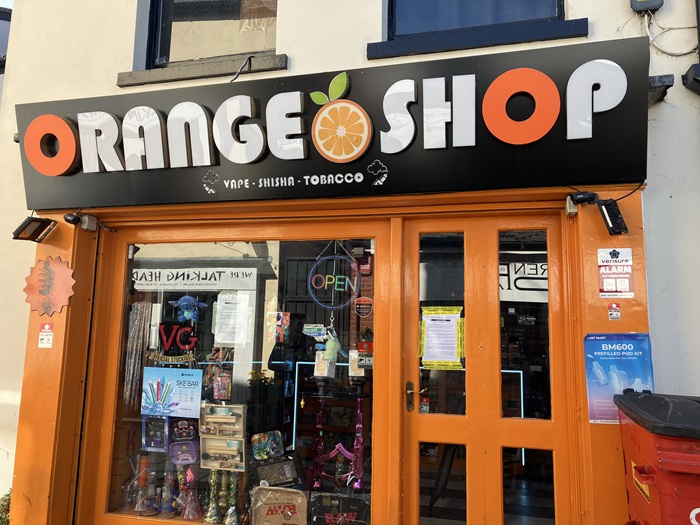 The Orange Shop in Newmarket - one of three businesses served with a closure order after selling illegal vapes and tobacco