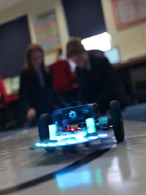 Students programmed robots and tested how the worked culminating in a track test