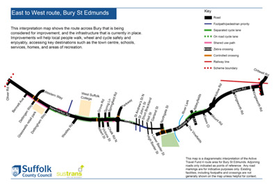 Bury St Edmunds East to West consultation - map