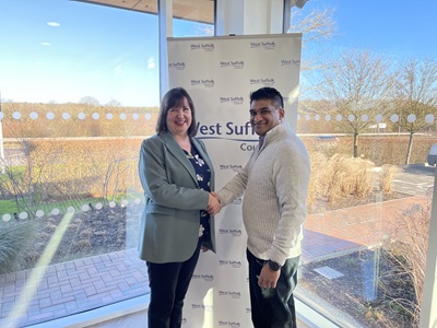 Cllr Indy Wijenayaka, Cabinet Member for Growth at West Suffolk Council and Amanda Ankin, Operations Director at Suffolk Chamber of Commerce.