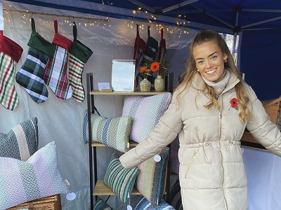 Sophie Clarke Designs will be at Bury St Edmunds on this Sunday 5 December, with her beautiful hand- woven homeware for sale. Earlier this year Sophie won the Arts and Crafts category at the National Market Traders Federation Young Trader of the Year.