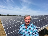 Cllr Stephen Edwards at the Forest Heath solar farm at Toggam Farm, Lakenheath