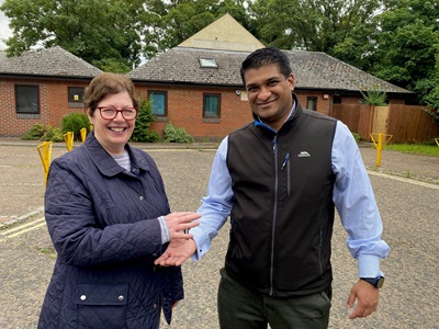 Cllr Diane Hind and Cllr Indy Wijenayaka outside the former Stourview Medical Centre in Haverhill when it was first purchased by West Suffolk Council. It will now become the Haverhill Health and Wellbeing Hub. icon