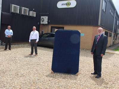 David Pask, Production Director and Nigel Hemphill, Commercial Director at Animax with West Suffolk Cllr Jim Thorndyke