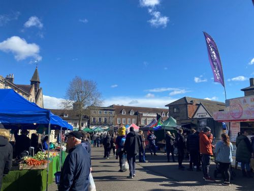 Image of market stalls at makers market icon