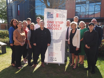 September 2019 - One Step Closer, coaches, participants and West Suffolk College representatives with Cllr Susan Glossop West Suffolk Council Cabinet Member for Growth