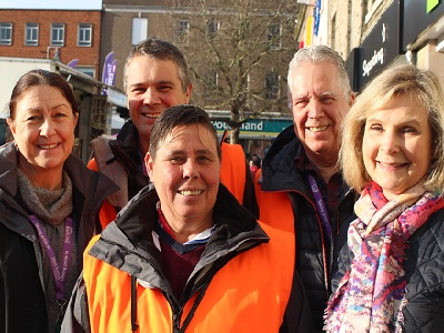 Cllr Sara Mildmay-White with some of the Rough Sleeper Outreach Team - note this picture was taken in January 2020 before the COVID19 pandemic and the need for social distancing.