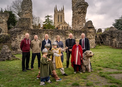 Rev Canon Matthew Vernon, Sub Dean St Edmundsbury Cathedral; Alex Sydney, English Heritage; Alan Baxter, Abbey of St Edmund Heritage Partnership; Sarah-Jane Allison, Cathedral; The Very Rev Joe Hawes, Dean the Cathedral; Damien Parker, Council