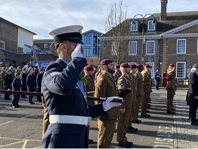 The salute at a military parade held in Bury St Edmunds icon