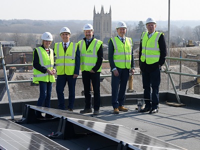 On the roof: Picture by Representatives  from Barnes, Concertus and Superstructures gathered with Cllr John Griffiths and Cllr Sue Glossop. Images  by Warren Page of Pagepix