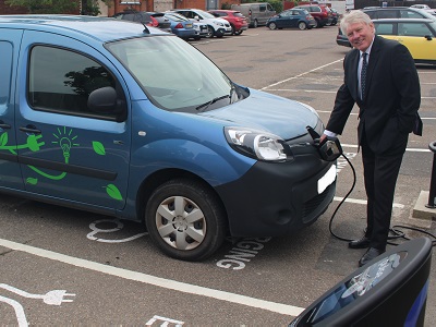 West Suffolk Council has installed 46 EV chargers so far and is committed to delivering more as part of its work to reduce climate change. Council leader Cllr John Griffiths is pictured using the latest chargers in Haverhill on a Council EV.