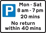 Limited waiting bays - parking times sign