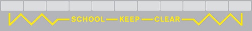 School keep clear road markings - keep entrance clear of stationary vehicles, even if picking up or setting down children.