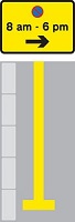 Single yellow lines with time restrictions - no waiting during times shown on sign